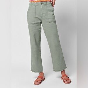 Faherty Raw Hem Organic Cotton Utility Ankle Jeans Sage Green Womens Size 26/2